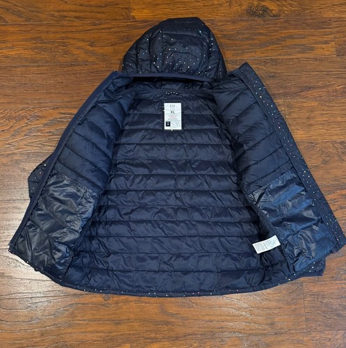 GAP Girl Navy Blue Heart Confetti Puffer Jacket, Size XL 12-13 - Picture 4 of 9