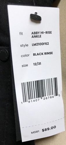 Liverpool ECO Abby Hi-Rise Ankle Black Rinse Jeans Sz 12/31 NEW - Picture 3 of 9