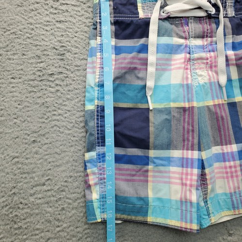 Abercrombie & Fitch Board Shorts Unisex Small Multi Plaid Therma Fit Drawstring - Picture 3 of 6