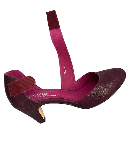 NEW $180 GAMINS LEATHER EVENING SHOES 6CM HEEL TOUCH FASTEN STRAP 40 - Picture 5 of 6