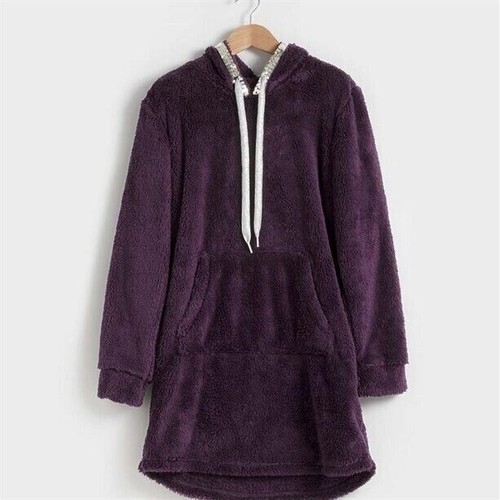AVON Purple hooded cosy fleece Lounge Dress Size Large UK 16/18, new, BNIB - Picture 2 of 2