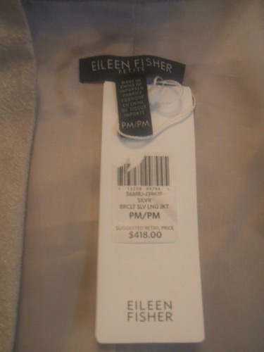 EILEEN FISHER SILVER MIRAGE JACQUARD BRACELET SLEEVE LONG JACKET PM NWT $418 - Picture 3 of 12