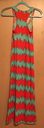 NWOT Small Maxi Dress Beach Coverup Orange And Teal Chevron - Picture 3 of 3
