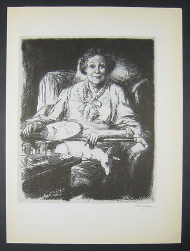 John Sloan MOTHER woman in chair with fan and cane 1939 vintage WPA print - Picture 3 of 4