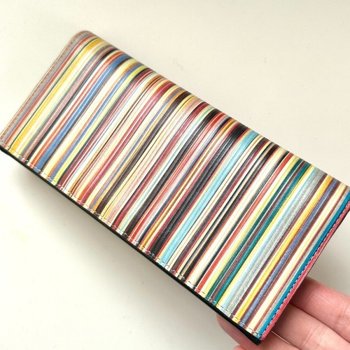 Paul Smith Authentic Leather long wallet multi-stripe beautiful rare - Picture 8 of 10