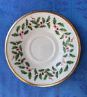 Lenox Dimension Collection Tea/Coffee Saucer Holly/Berries Holiday 24k rim