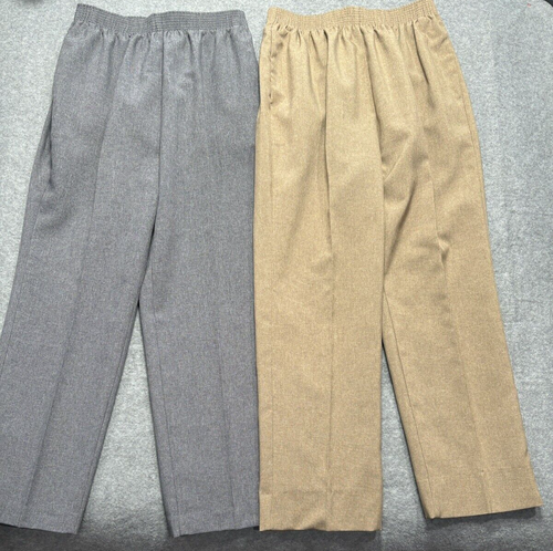Allison Daley Womens Pants Lot of 2 Elastic Waist Pull On Tan Grey Petite 8 8P