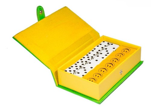 Happy Face Dominoes, 100% Acrylic. Book-Type Case - Picture 2 of 6