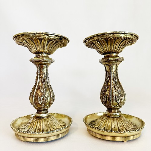 VTG Villy Gold Ornate Cast Metal & Resin Candlestick Pillar Candle Holder SET 2 - Picture 4 of 12