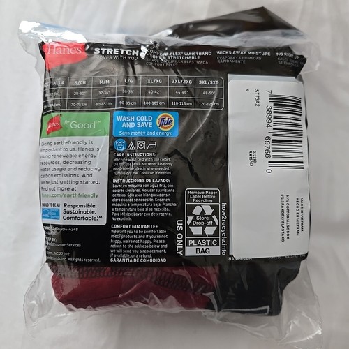 2 pares de calzoncillos boxer Hanes para hombre talla S negros y rojos nuevos - Imagen 4 de 4