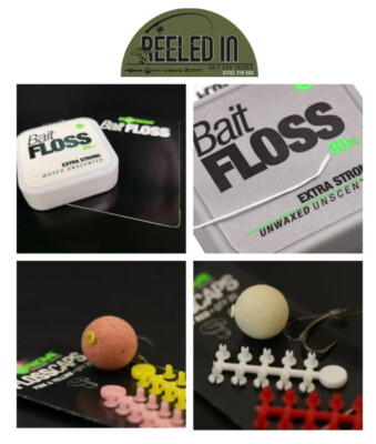 Korda Bait Floss/Unwaxed Bait Floss/Floss Caps- Clear, Pink&Yellow,  White&Red UK