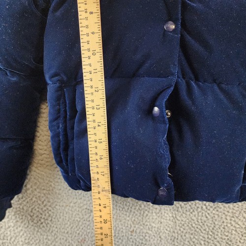 SAM. Sophia Velvet Puffer Jacket Girls 10 Navy Solid Long Sleeve Snap Closure - Picture 6 of 18