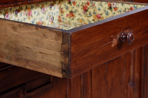 Antica credenza in legno Vecchio mobile stile rustico con alzata Dispensa cucina - Foto 15 di 16