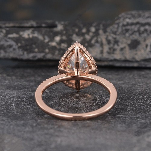 2.25 Ct Pear Cut Lab-Created Diamond Halo Engagement Ring 14K Rose Gold Plated - Bild 5 von 8
