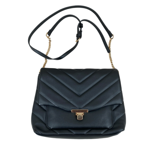 Apt 9 Crossbody Strap Handbag Purse Black Small Soft Faux Leather Gold Clasp - Picture 1 of 9