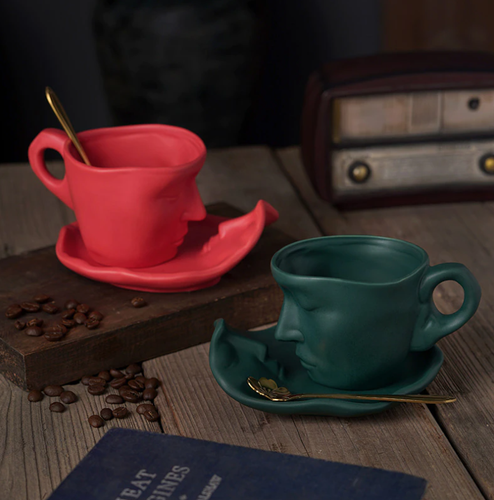 Quality Nordic Face Reflection Abstract Ceramic Mug Cup Tray Minimalist Decor - Bild 5 von 11