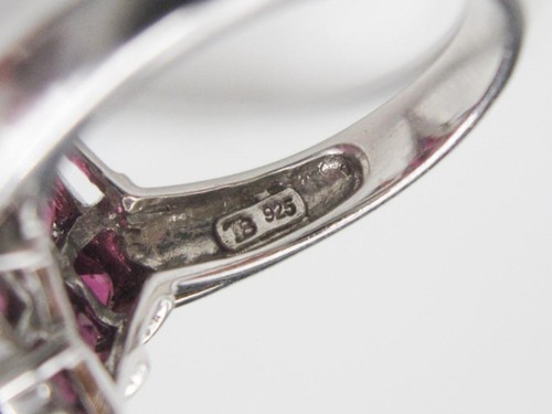 Vintage Sterling Silver & Pink Spinel Diamond Shape Cocktail Ring Size 7 - Picture 6 of 8