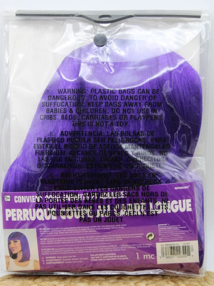 Фиолетовый парик длинный Боб парик Хэллоуин костюм аксессуар новый - Изображение 2 из 3