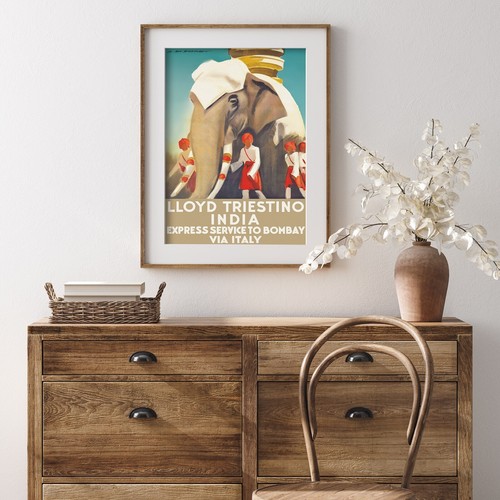 Póster de viaje vintage de Lloyd Triestino India impresión de bellas artes | decoración del hogar - Imagen 2 de 6