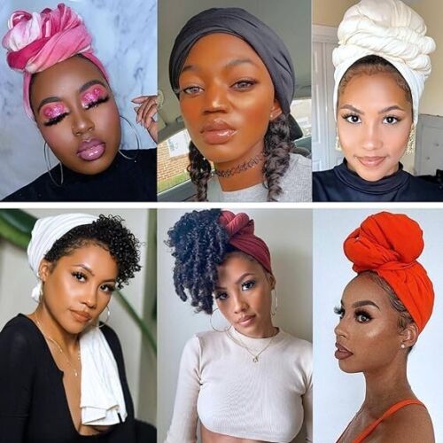 Head Wraps for Black Women African Head Wrap Lightweight for Women Long Plain Tu - Picture 2 of 6