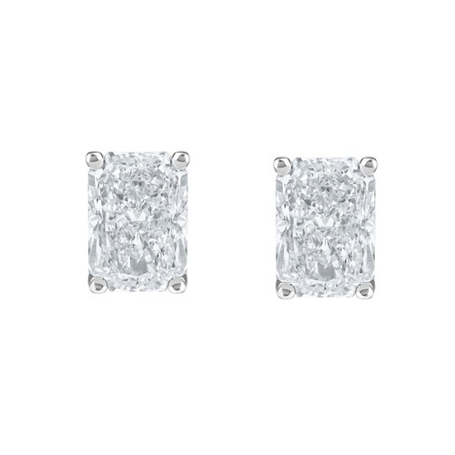 IGI F/VS 5 Ct Radiant Lab Created Grown Diamond Earrings 14K White Gold Pushback - Picture 2 of 3