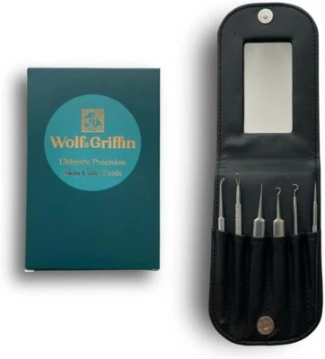 6x Blackhead Pimple Spot Acne Extractor Remover Kit Popper Tools Wolf & Griffin