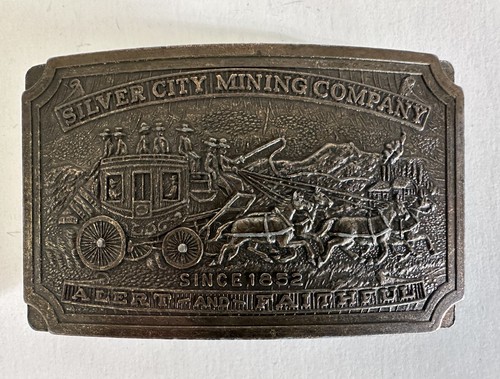 Fibbia cintura vintage argento società mineraria città allerta e fedele dal 1852 - Foto 4 di 4