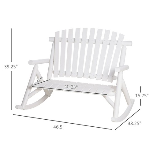 Wooden Rocking Chair Indoor Outdoor Porch Rocker for Backyard Garden White - Picture 2 of 11