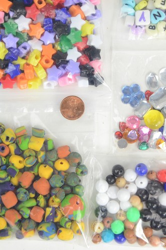 plastic clay beads variety assortment mixed lot - stars, letters - 500+ pieces - Picture 2 of 4