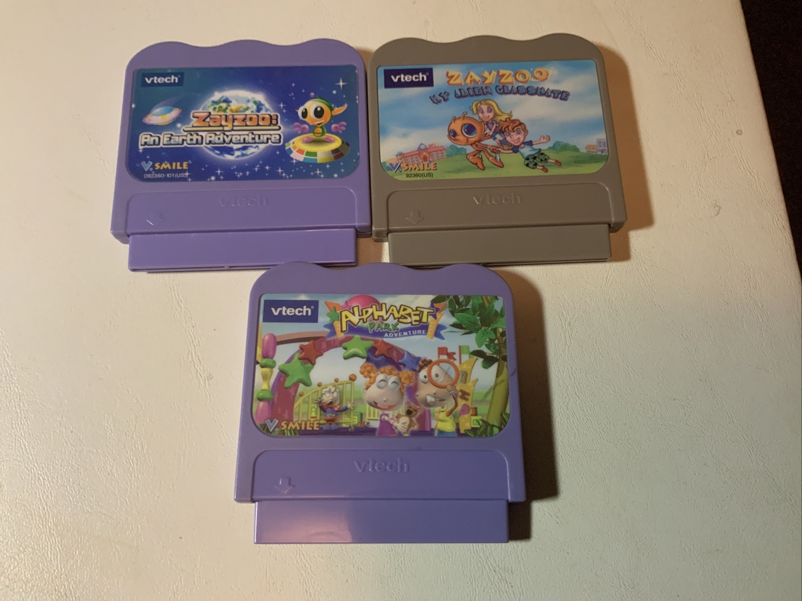 Lot Of 3 VTech V.Smile GAME Cartridges ZAYZOO Alien x2, Alphabet Park