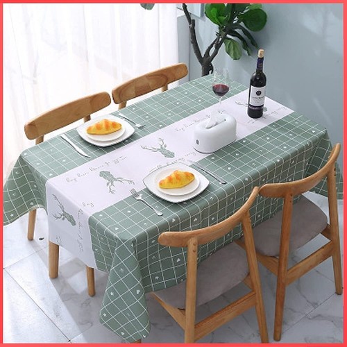 PVC Elk Printed Center Table Cover Color Green For Home Decoration - Picture 1 of 5
