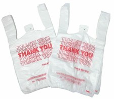 50 CT NEW Bags 1/6 Small 8 x 5 x 16 THANK YOU T-Shirt Plastic Grocery Shopping