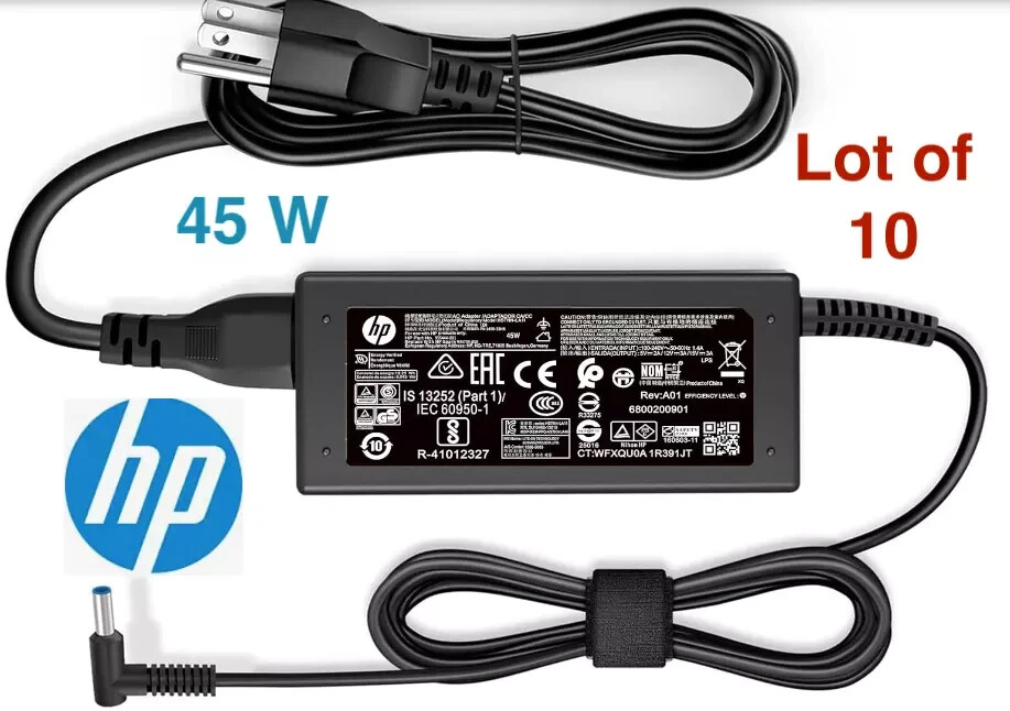 НОВАЯ ПАРТИЯ из 10 оригинальных адаптеров переменного тока для ноутбука HP Blue Tip мощностью 45 Вт 19,5 В 2,31 А - 741727-001