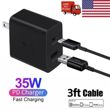 Super 35W PD Power Adapter Duo Wall Charger+Cables For Samsung S23 S22 S21 S20