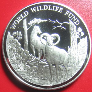CYPRUS-1986-ONE-1-POUND-SILVER-PROOF-WILD-GOAT-SHEEP-MOUFLON-WWF-WILDLIFE-w-COA