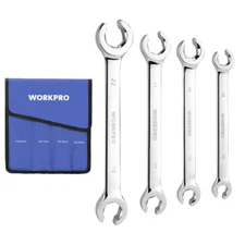 WORKPRO Flare Nut Wrench Set, 4-Piece Metric 10-22mm Organizer Pouch Included