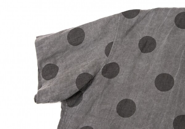 Y's LINEN LAWN DOT PRINT SHIRT DRESS グレー Y's Dot Printed Linen Short Sleeve Shirt Dress Size 1(K