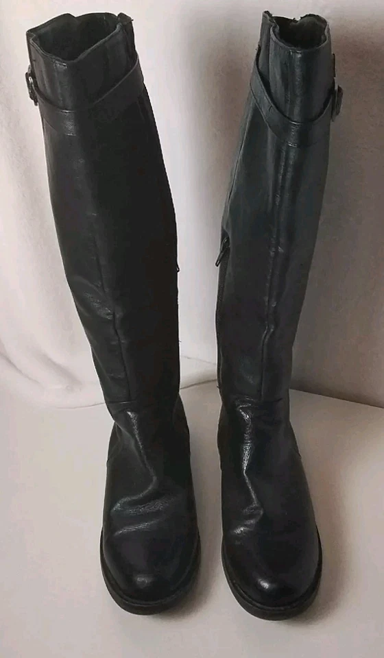 Yellow Box Women's Katheron Tall Black Laced Leather Boots Side Zip Size US 7 - Image 4 of 4