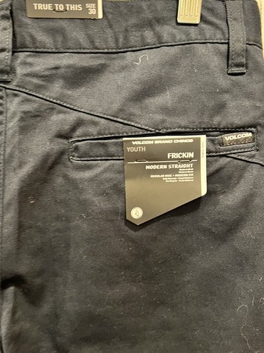 NEW Volcom Frickin Modern Straight Pants Men’s 30 Youth 20 Navy Stretch Chinos - Picture 6 of 9