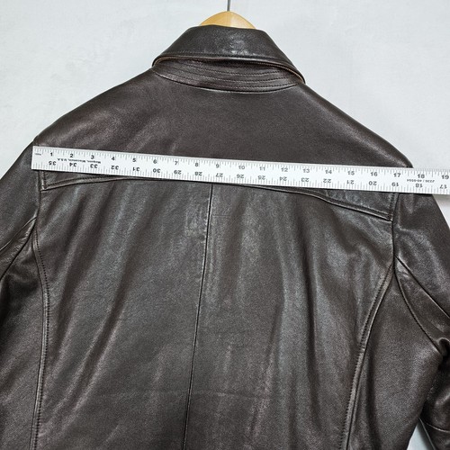 Banana Republic Trucker Leather Jacket Mens S Military Utility Safari Moto Chore - Picture 23 of 24