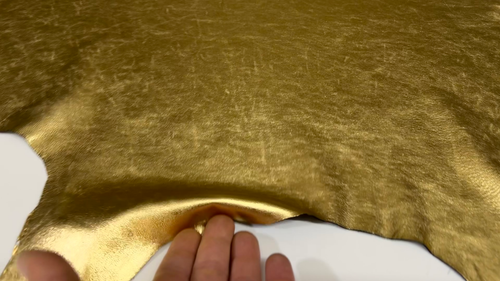 METALLIC GOLD ON BLACK Thin Soft Italian Lambskin Sheep leather 5sqf 0.6mm B6200 - Video 1 of 1