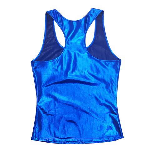 Camiseta sin mangas para hombre brillante ajustada cuello en U profundo chaleco espalda deportiva camisola club blusa - Imagen 20 de 89
