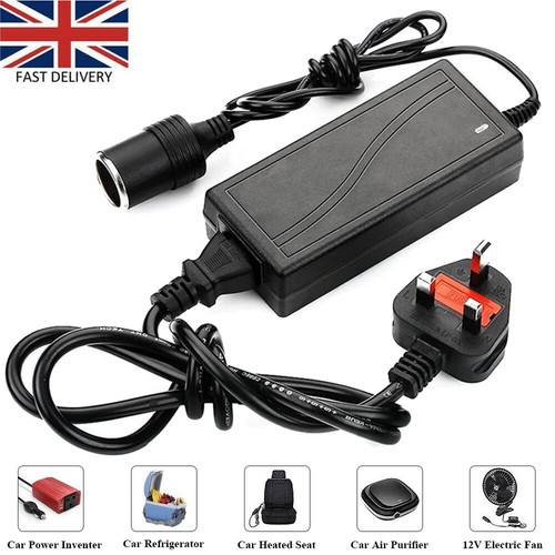 240V Mains Plug to 12V Socket Adapter Converter Car Cigarette Lighter AC/DC UK - Bild 1 von 10