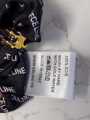 Genuine CELINE Black & White Triomphe Silk Scrunchie Hair