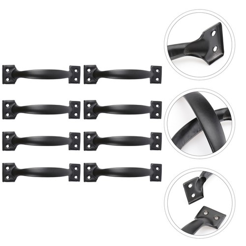 8 Pc Black Door Handle Gate Pull Bulk Metal Handles for Cabinets Rustic - Picture 8 of 12