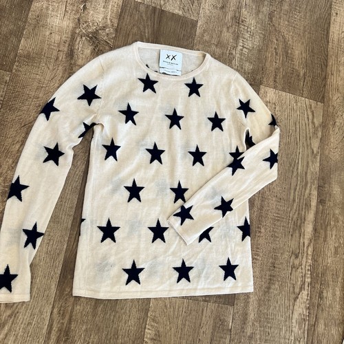 Banjo and Matilda Star Intarsia Cashmere Sweater Women’s Size XS Yellow/ Navy