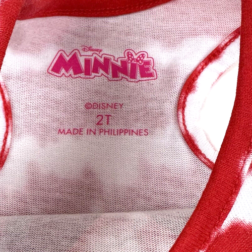 Disney Toddler Red White Sleeveless Cotton Tie Dye Glitter Minnie Mouse Dress 2T - Picture 3 of 3