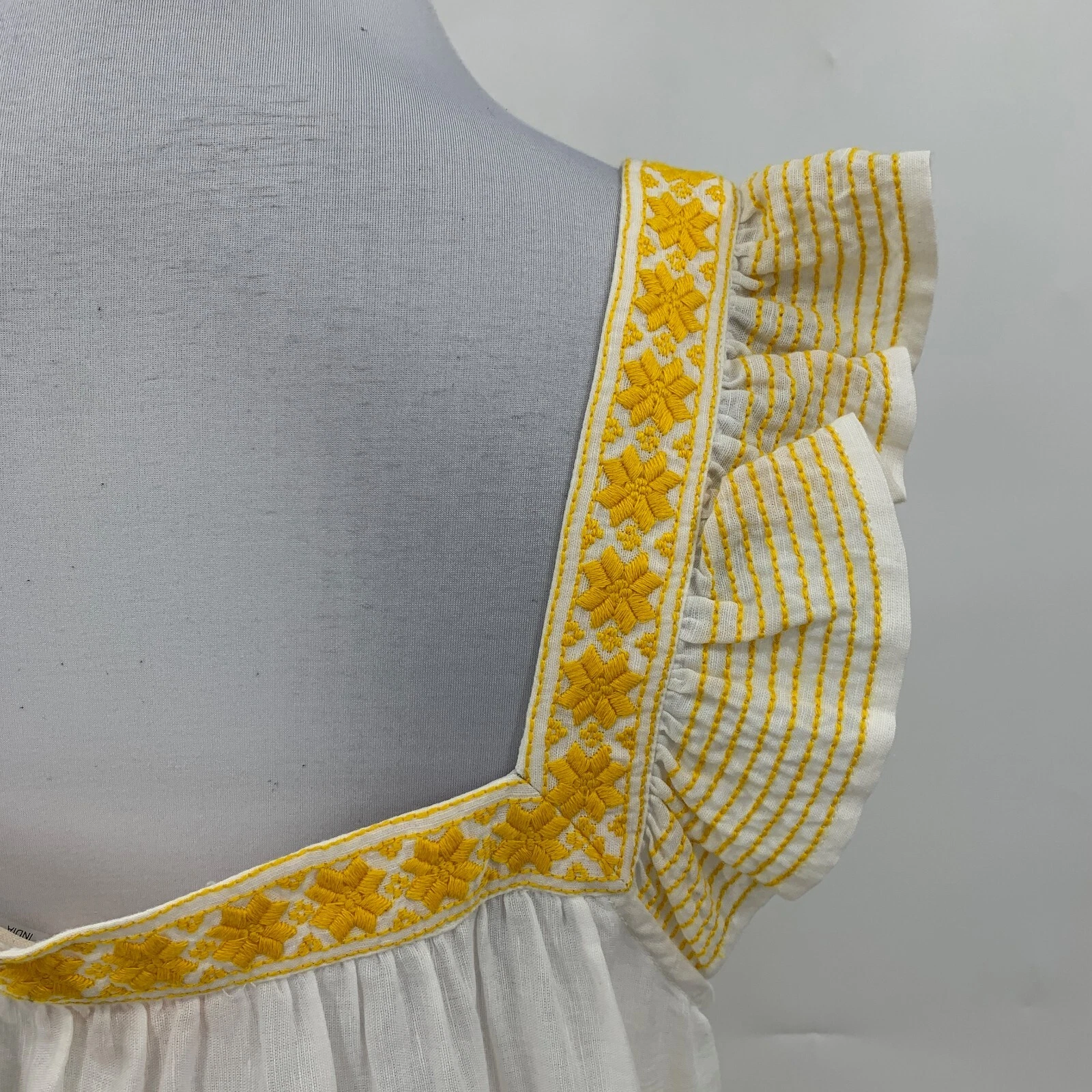 Abito Tory Burch donna L grande a righe ricamato arricciate misto lino senza maniche