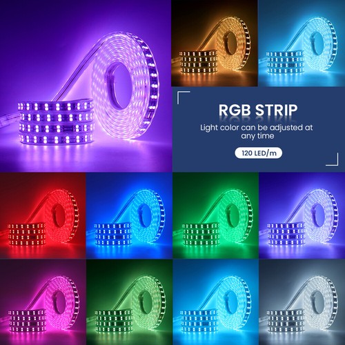 RGB LED Strip Lights 220V 240V 5050 SMD Waterproof Tape Rope Light Mains Plug In - Picture 9 of 16