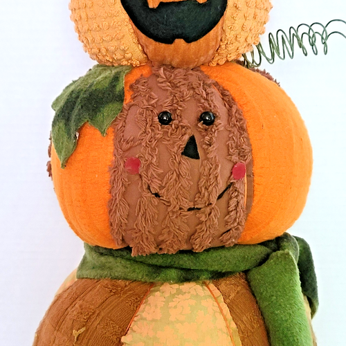Plush Pumpkin Stack Trio Halloween 15 in Table Decor Wire Curlicues Fall Autumn - Picture 3 of 13